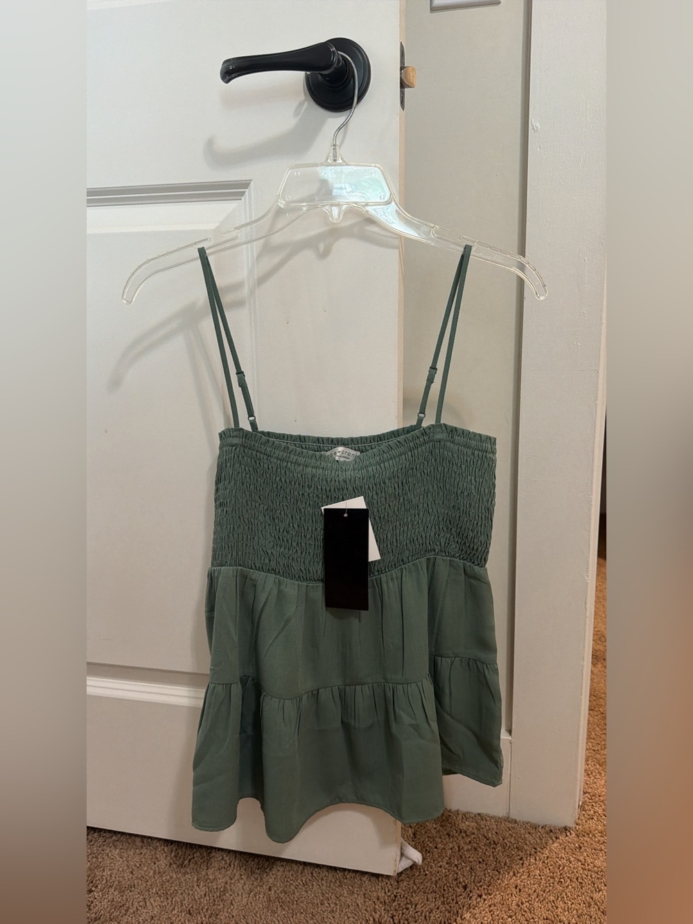 Sage green tiered smocked top